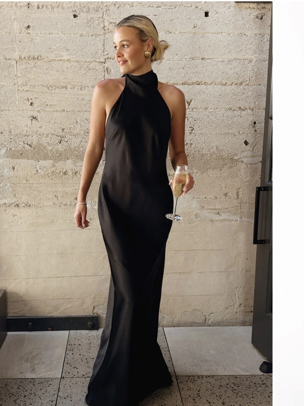Show Me Your Mumu Black Halter Lisa Maxi Dress in Black Silk